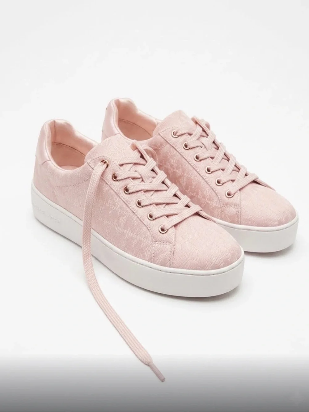 Michael Kors Poppy Embroidered Logo Jacquard Platform Sneakers - Pink Size 6.5